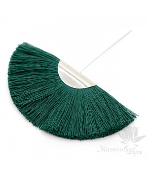 Шёлковая кисть-веер "Green" с пином(родиевое покрытие)