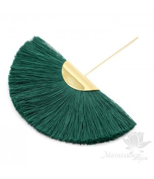 Шёлковая кисть-веер "Green" с пином(позолота 16 карат)