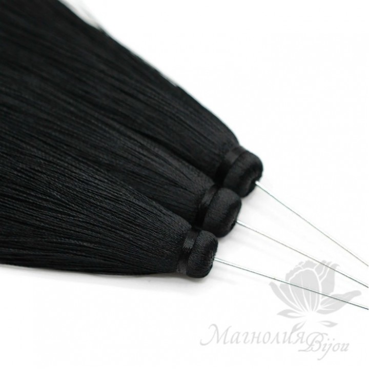 Шёлковая кисть "BLACK" с пином(родиевое покрытие)