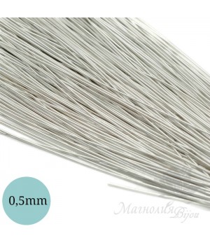 Канитель гладкая мягкая 0,5мм, серебро