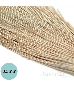 Канитель гладкая мягкая 0,5мм, светлое золото