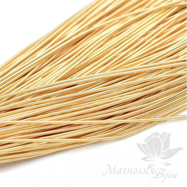 Канитель гладкая мягкая 1мм, тёмное золото