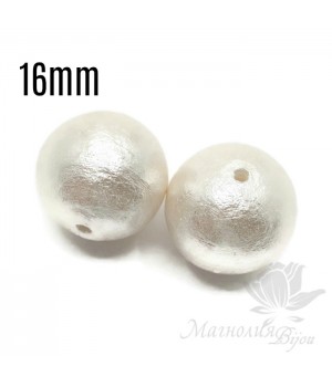 Хлопковый жемчуг 16мм, белый