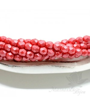 Чешские граненые бусины Pastel Dark Coral 4мм, 20 штук