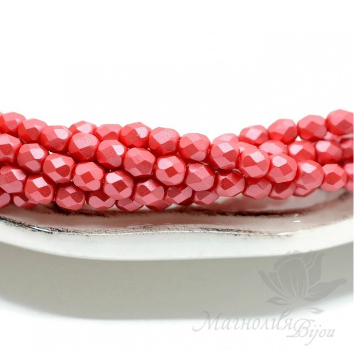 Чешские граненые бусины Pastel Dark Coral 4мм, 20 штук