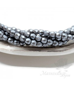 Чешские граненые бусины Pastel  Grey/Silver 4мм, 20 штук