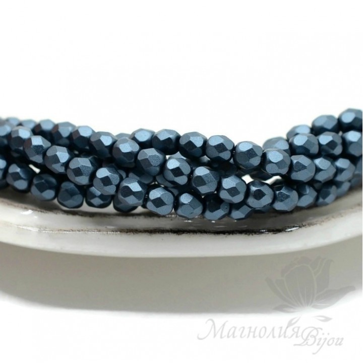 Чешские граненые бусины Pastel Dk. Grey/Hematite 4мм, 20 штук