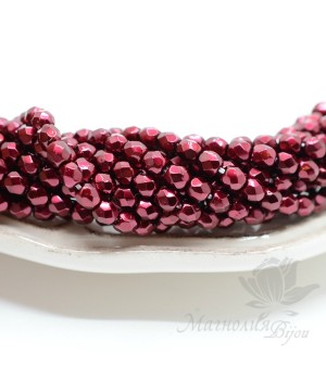 Чешские граненые бусины Pearls Burgundy 4мм, 20 штук