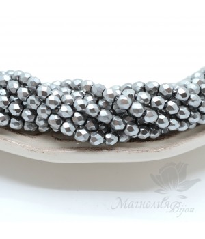 Чешские граненые бусины Pearls Silver 4мм, 20 штук