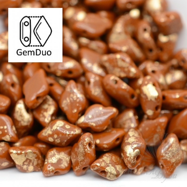 GemDuo "Gold Splash Brown Opaque" 8 : 5мм, 5 грамм