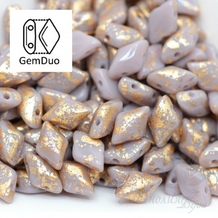 GemDuo "Gold Splash Purple Opaque" 8 : 5мм, 5 грамм