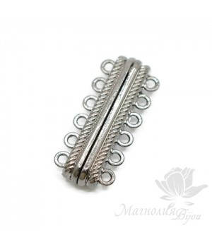 Замочек магнитный прямоугольный на 6 нитей, цвет черный