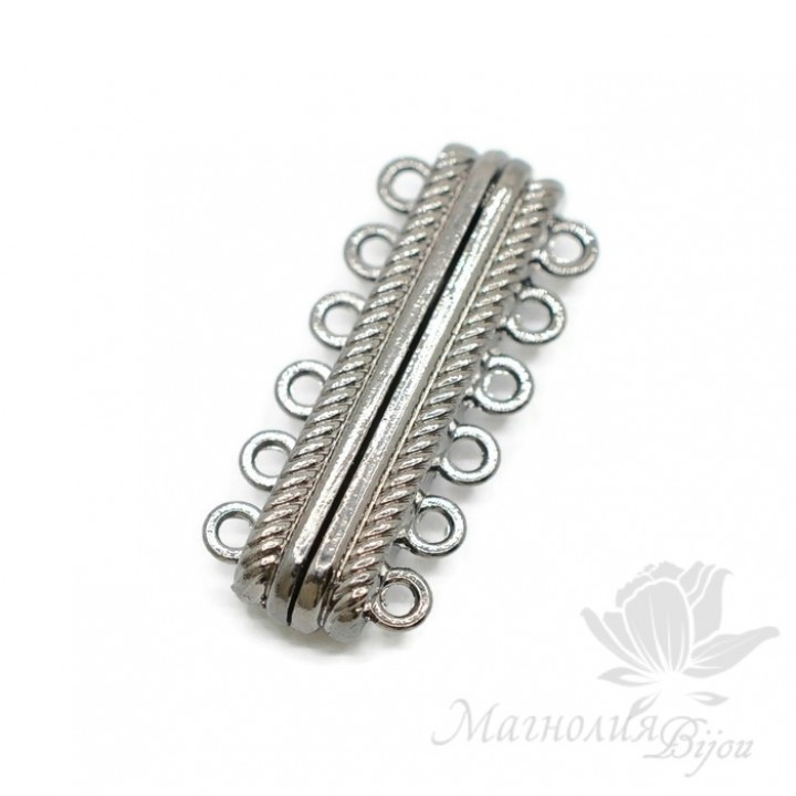 Замочек магнитный прямоугольный на 6 нитей, цвет черный