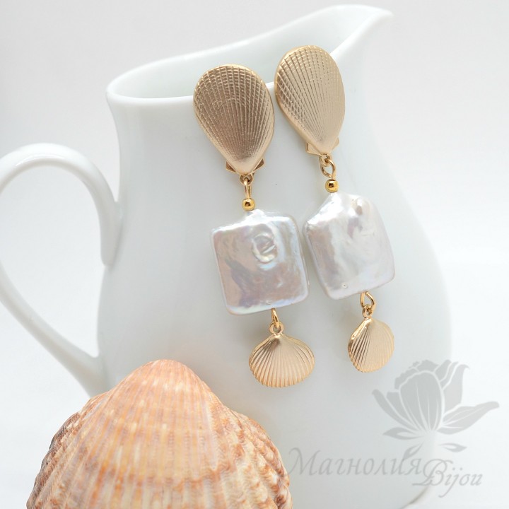 Серьги "Дары моря..." с натуральным жемчугом
