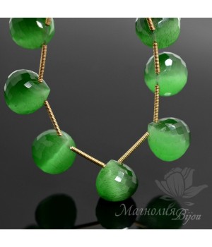 Кошачий глаз, зеленый, бриолет-луковица