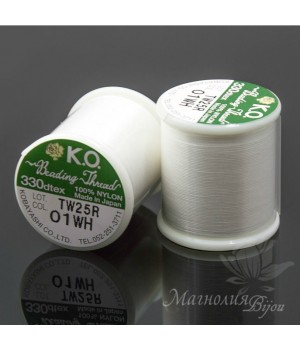 Нить для бисера K.O., катушка 50м, белая