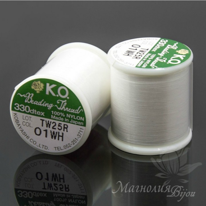 Нить для бисера K.O., катушка 50м, белая