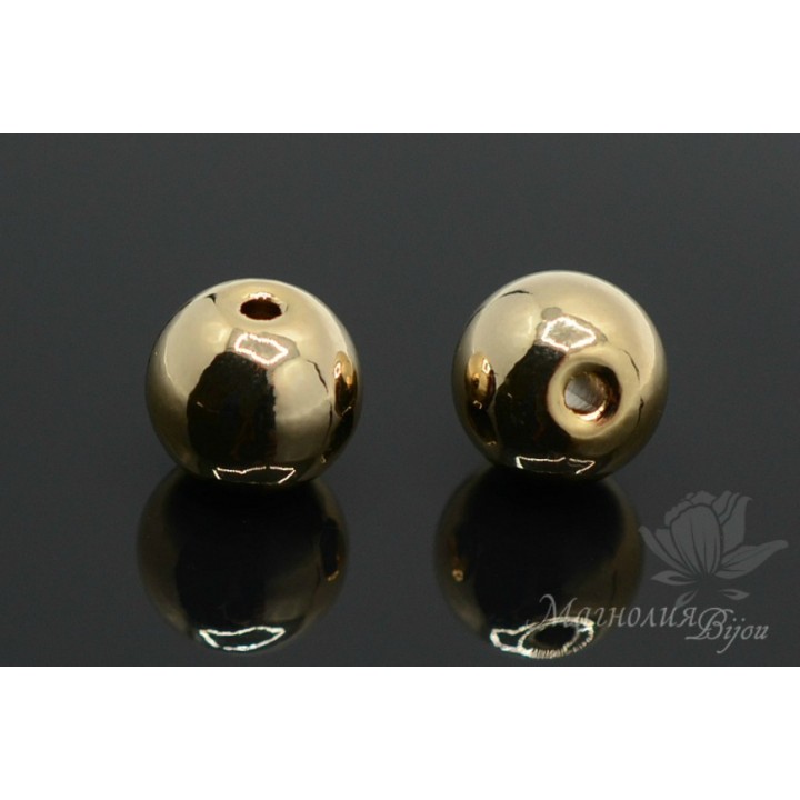 БУСИНА 10мм, позолота 16 карат