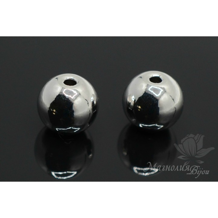 БУСИНА 10мм, родиевое покрытие