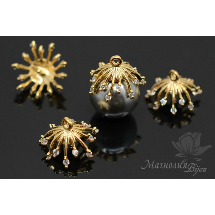 ШАПОЧКА с пином "Медузка", позолота 16 карат