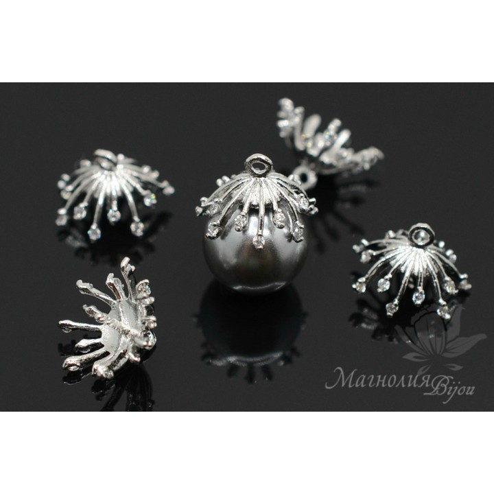 ШАПОЧКА с пином "Медузка", родиевое покрытие