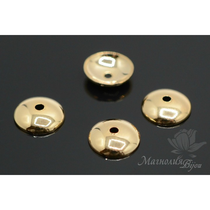 Шапочка для бусин 8мм, позолота 16 карат