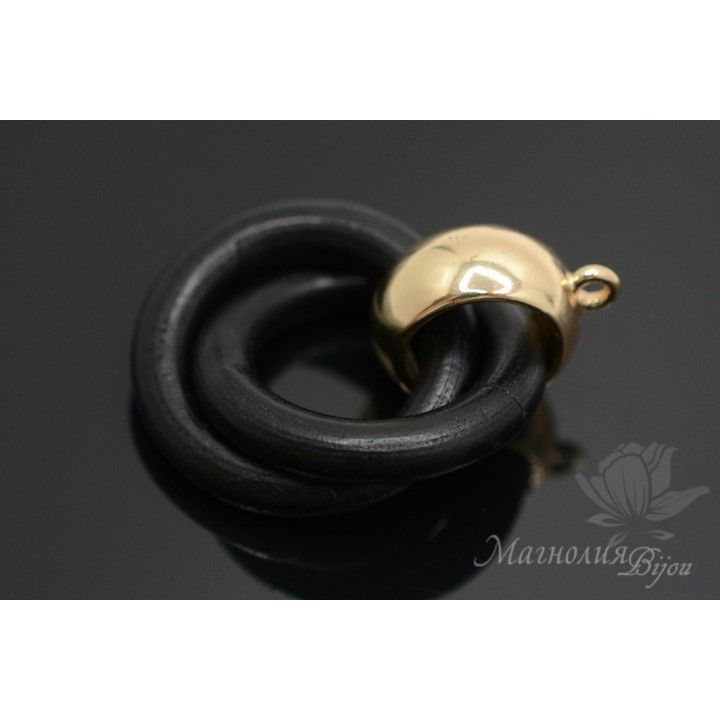 Подвеска "Кольца деревянные, цвет чёрный", позолота 16 карат