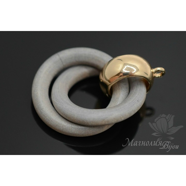 Подвеска "Кольца деревянные, цвет серый", позолота 16 карат