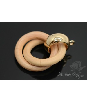 Подвеска "Кольца деревянные, цвет натуральный", позолота 16 карат