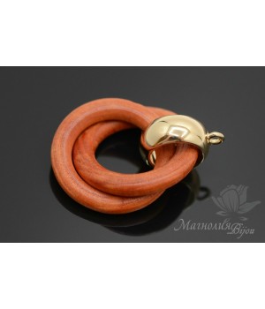 Подвеска "Кольца деревянные, цвет терракотовый", позолота 16 карат