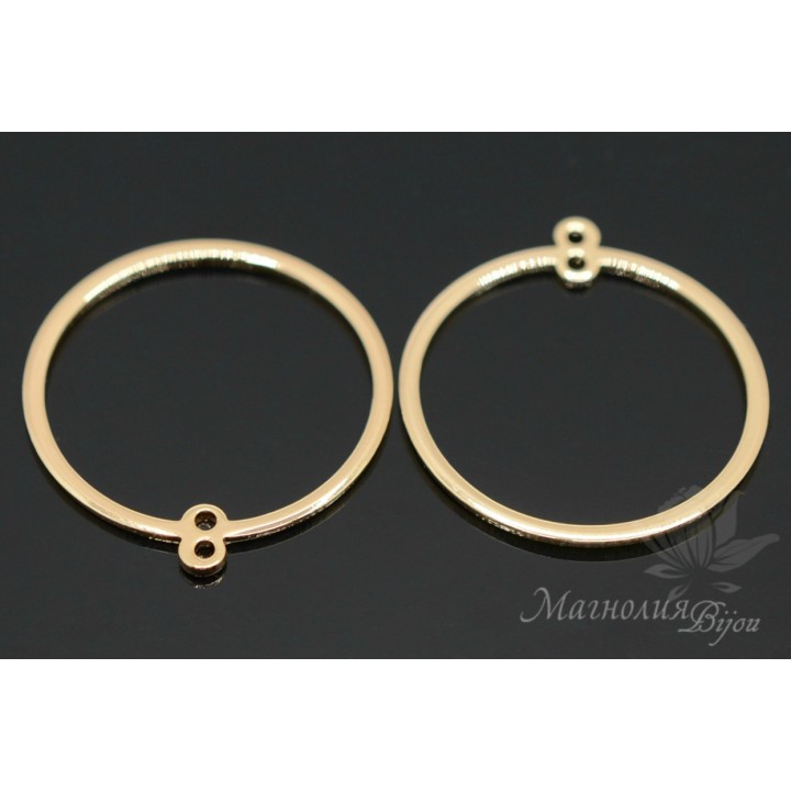 Colgante "Anillo con dos agujeros", chapado en oro 14K