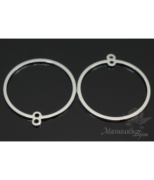 Подвеска "Кольцо с петельками", родиевое покрытие