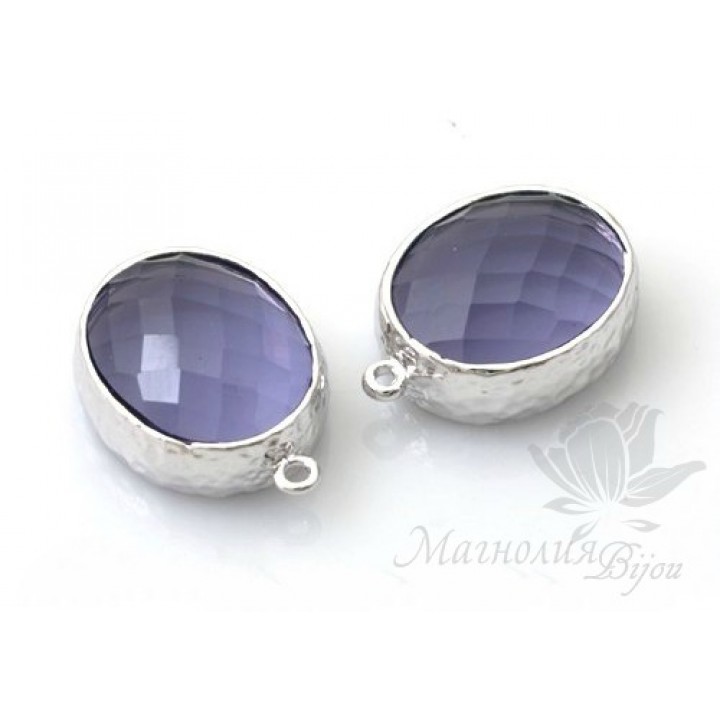 COLGANTE ovalado "Tanzanita", baño rodio