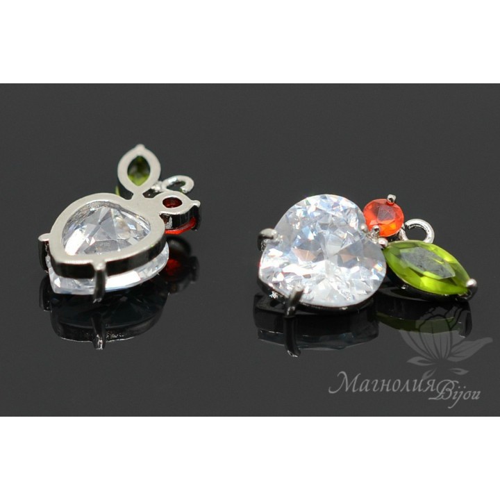 Подвеска "Яблочко", родиевое покрытие