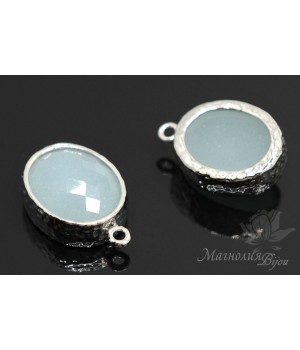 Подвеска "Alice Blue oval", родиевое покрытие