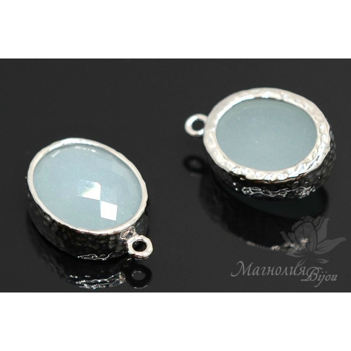 Подвеска "Alice Blue oval", родиевое покрытие