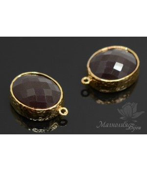 ПОДВЕСКА "Burgundy oval", позолота 14 карат