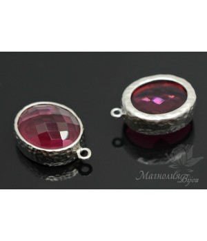 ПОДВЕСКА "Red oval", родиевое покрытие