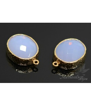 ПОДВЕСКА "Violet opal oval", позолота 14 карат