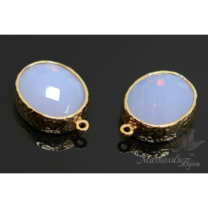 COLGANTE ovalado "Violet opal", baño dorado 14K