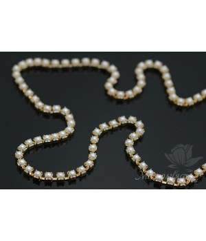 Стразовая цепь "Жемчужная 000" 2мм(10см), позолота 16 карат Стразовая цепь "Жемчужная 000" 2мм(10см), позолота 16 карат