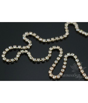 Стразовая цепь "Crystal 001" 1.5мм(10см), позолота 16 карат