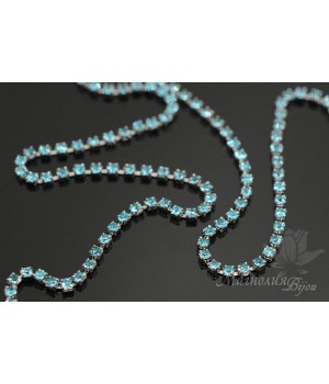 Стразовая цепь "Aquamarine 202" 1.5мм(10см), родиевое покрытие Стразовая цепь "Aquamarine 202" 1.5мм(10см), родиевое покрытие