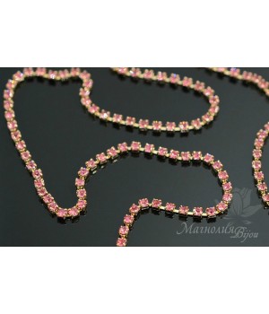 Стразовая цепь "Rose 209" 1.5мм(10см), позолота 16 карат Стразовая цепь "Rose 209" 1.5мм(10см), позолота 16 карат