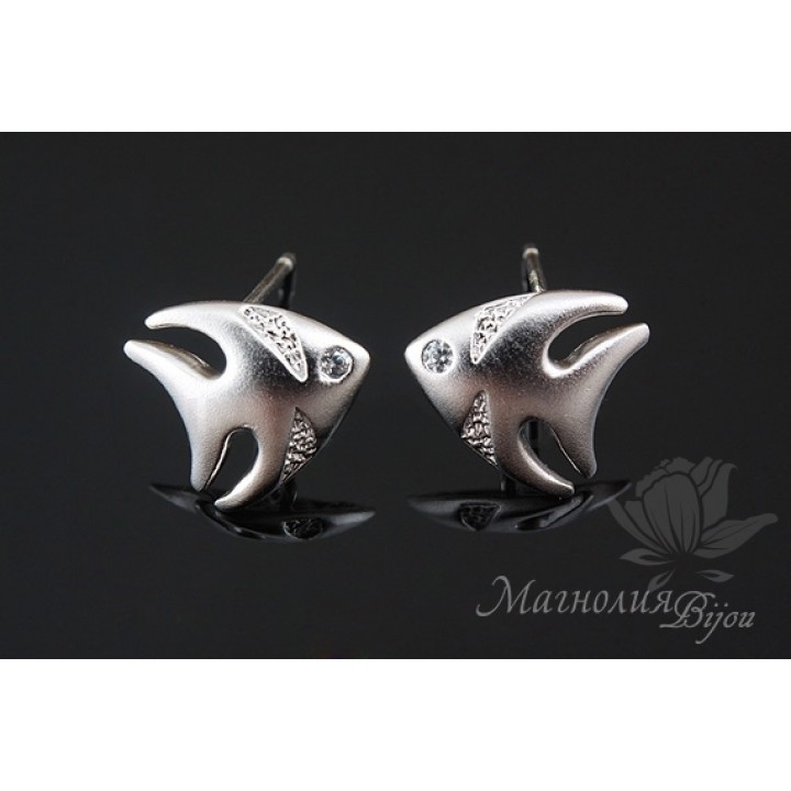 ПУССЕТЫ "Скалярии", родиевое покрытие