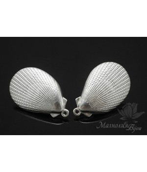 Пуссеты "Гребешки", родиевое покрытие