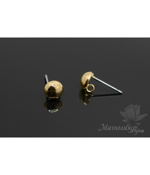 ПУССЕТЫ "Полусфера 6м", позолота 16 карат