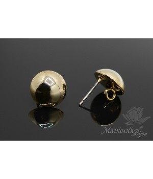 ПУССЕТЫ "Полусфера 11мм", позолота 16 карат