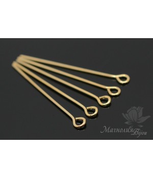 Пины с колечком 30:0,7мм, позолота 16 карат, 10 штук