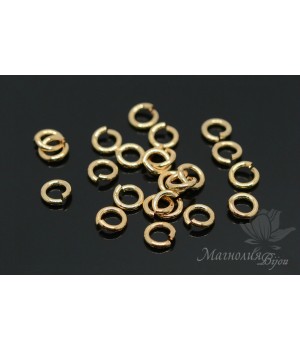 Колечки соединительные 5мм(толщина 1мм), позолота 16 карат, 2 грамма